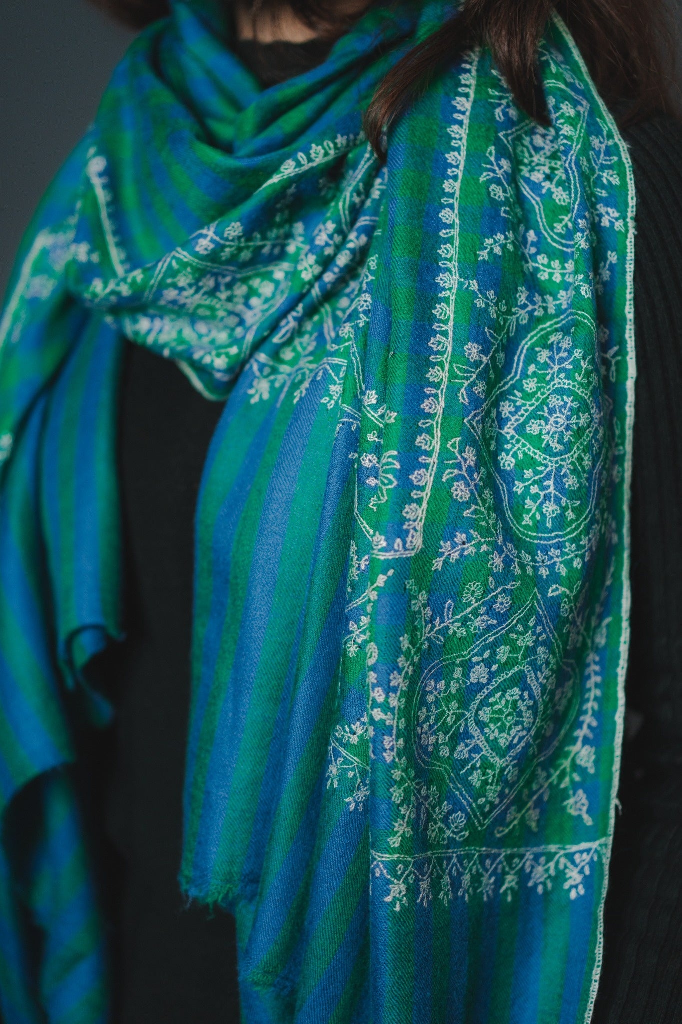 Sozni Embroidered Pashmina Shawl — Artisan Signature